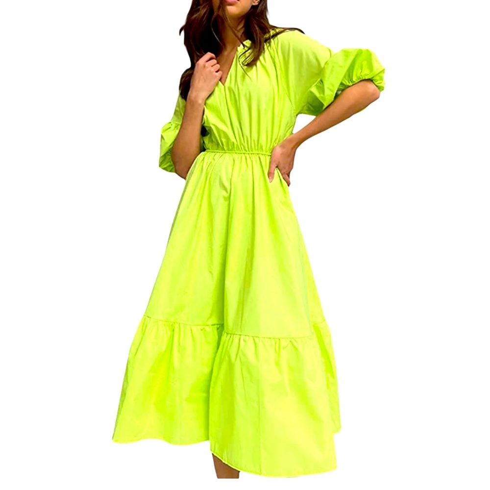 Lime green summer midi dress NWOT